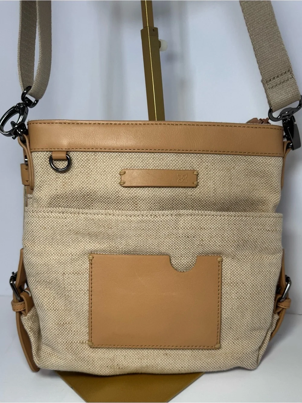 Sherpani Luna Cotton Canvas Crossbody Bag Tan Cream Boho